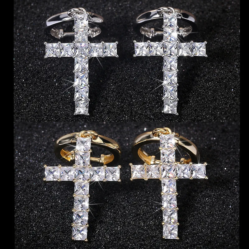 Luxury Dazzling Princess Cut White AAA Cubic Zirconia Cross Dangle Drop Earrings Men Women Iced Out Party Hip Hop Jewelry Gifts
Luxury Dazzling Princess Cut White AAA Cubic Zirconia Cross Dangle Drop Earrings Men Women Iced Out Party Hip Hop Jewelry Gifts