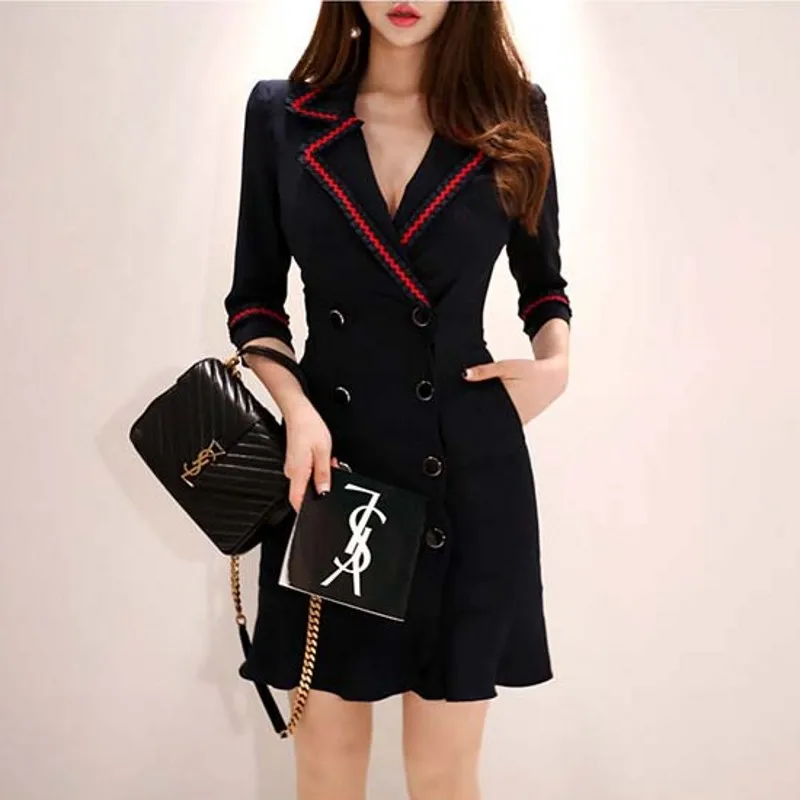 2019 New Runway Autumn Notched Neck Double-breasted Suits Dress Women Mermaid Bodycon Fitted OL Work Wear Dresses Vestidos robe
2019 New Runway Autumn Notched Neck Double-breasted Suits Dress Women Mermaid Bodycon Fitted OL Work Wear Dresses Vestidos robe