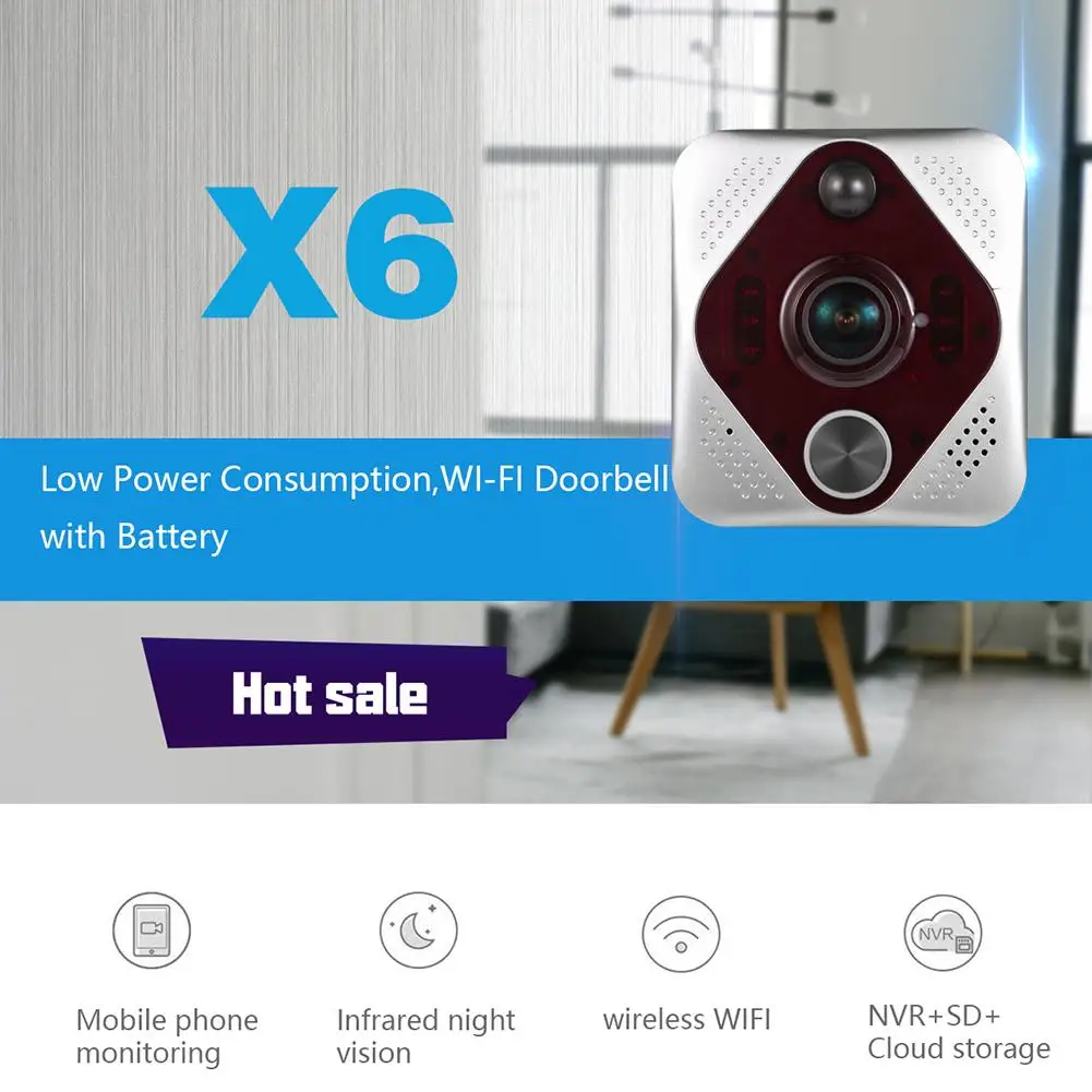 X6 Video Intercom WIFI Night Vision Visual Door Phone Door Bell Alarm Home Wireless Security Camera Monitor
X6 Video Intercom WIFI Night Vision Visual Door Phone Door Bell Alarm Home Wireless Security Camera Monitor