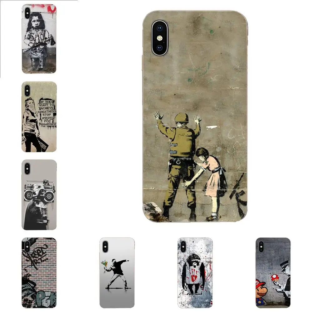 For Apple iPhone 4 4S 5 5C 5S SE SE2 6 6S 7 8 11 Plus Pro X XS Max XR Soft TPU Phone Funny Street Art Banksy Graffiti | Мобильные