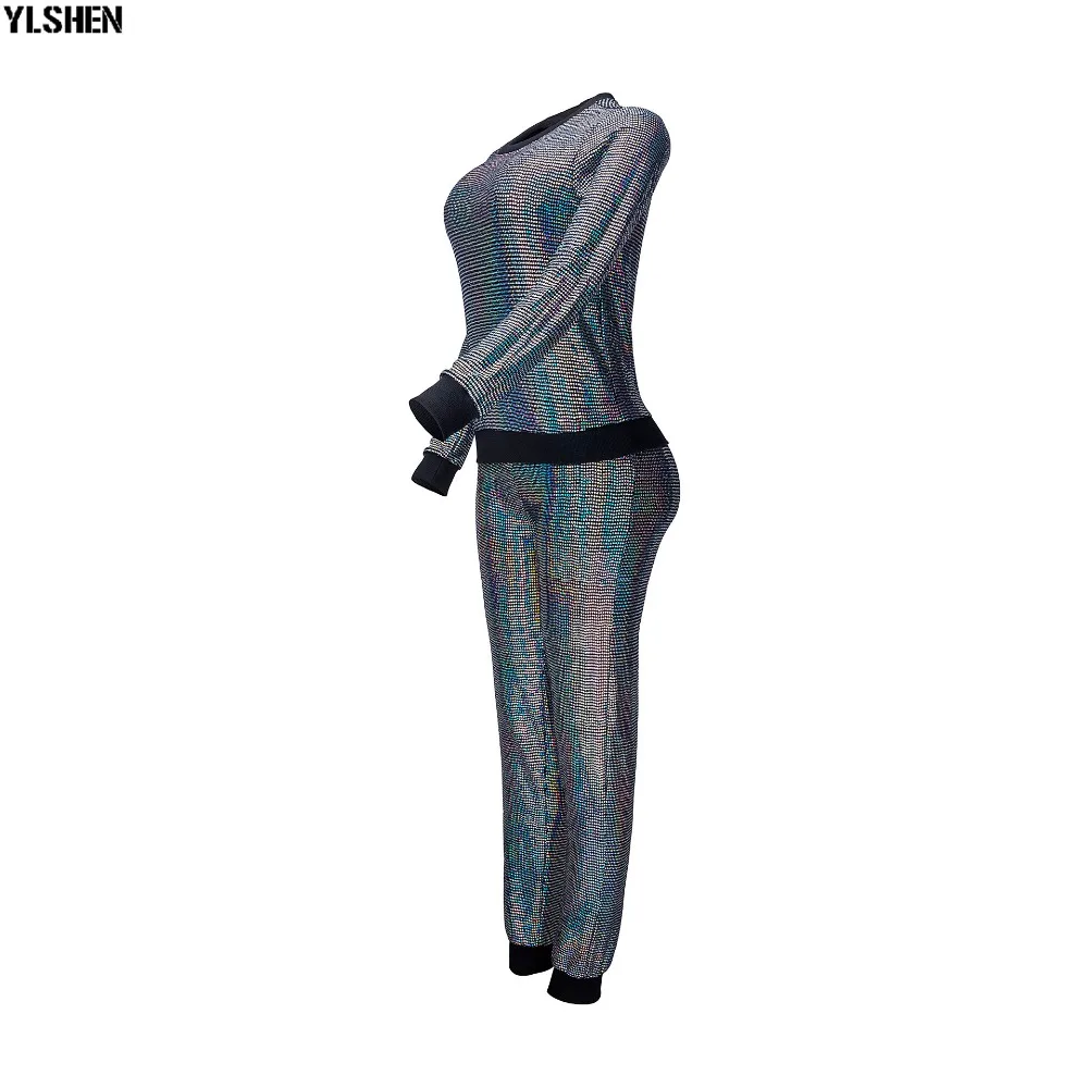2 Two Piece Set Women Tracksuit Sexy Sequins Long Sleeve Clothes Plus Size Club Outfits Tops +Pants Sweat Suits Matching Sets 29