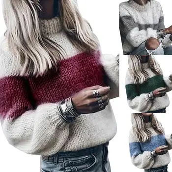 2019 Casual Sweater Women Winter Warm Sweater Contrast color Long Sleeve O Neck Pullover Knitting Sweater Ladies Sweaters
2019 Casual Sweater Women Winter Warm Sweater Contrast color Long Sleeve O Neck Pullover Knitting Sweater Ladies Sweaters