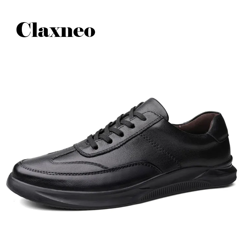 

CLAXNEO Man Leather Shoes Fashion White Sneakers Male Casual Shoe Genuine Leather clax Men's Walking Footwear