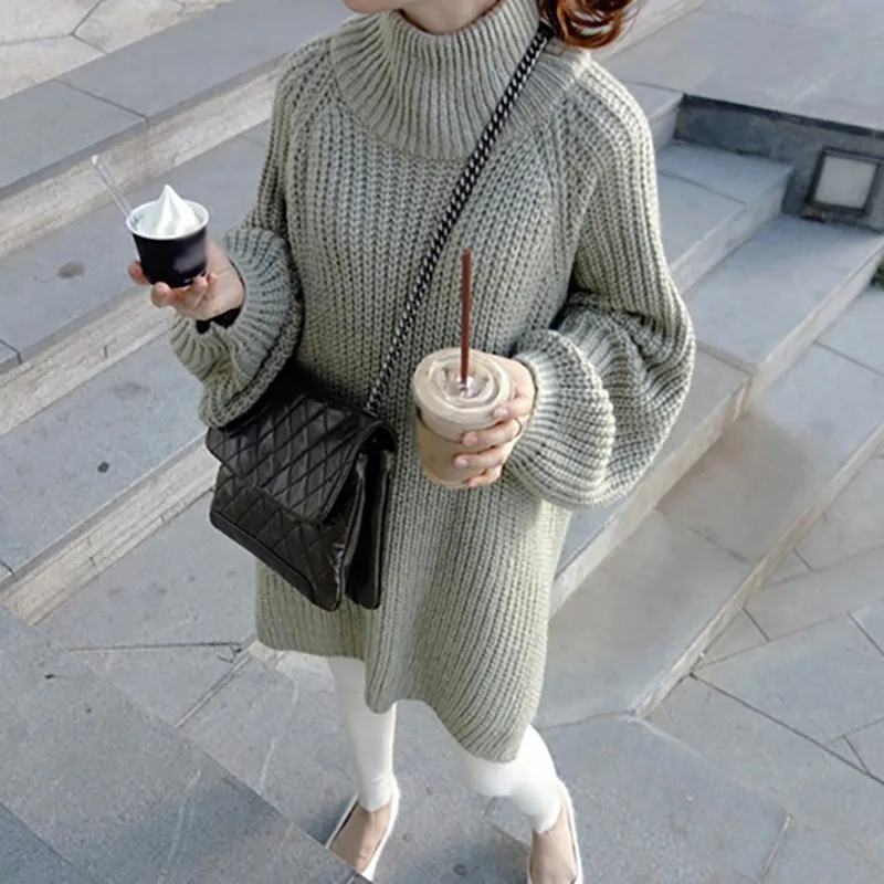 Autumn Winter Long Sweater Women Solid Lantern Sleeve Side Slit Sweaters Loose Long Sleeve Turtleneck Sweaters Pullovers
Autumn Winter Long Sweater Women Solid Lantern Sleeve Side Slit Sweaters Loose Long Sleeve Turtleneck Sweaters Pullovers