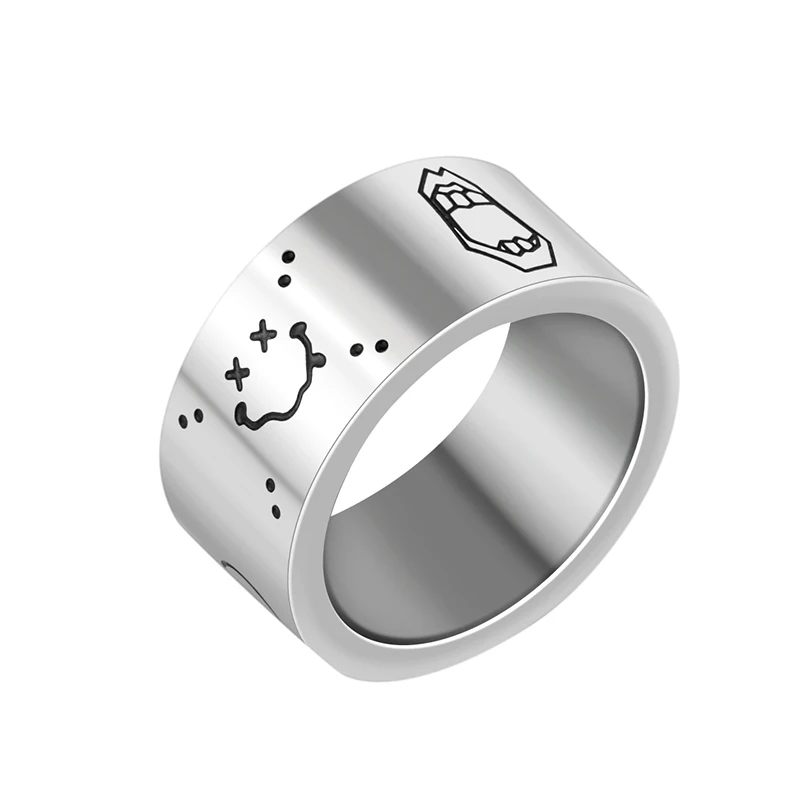 Punk Fashion Creative Wide Ring Stainless Steel Cartoon Graffiti Smiling Face Rings For Male And Female
Punk Fashion Creative Wide Ring Stainless Steel Cartoon Graffiti Smiling Face Rings For Male And Female