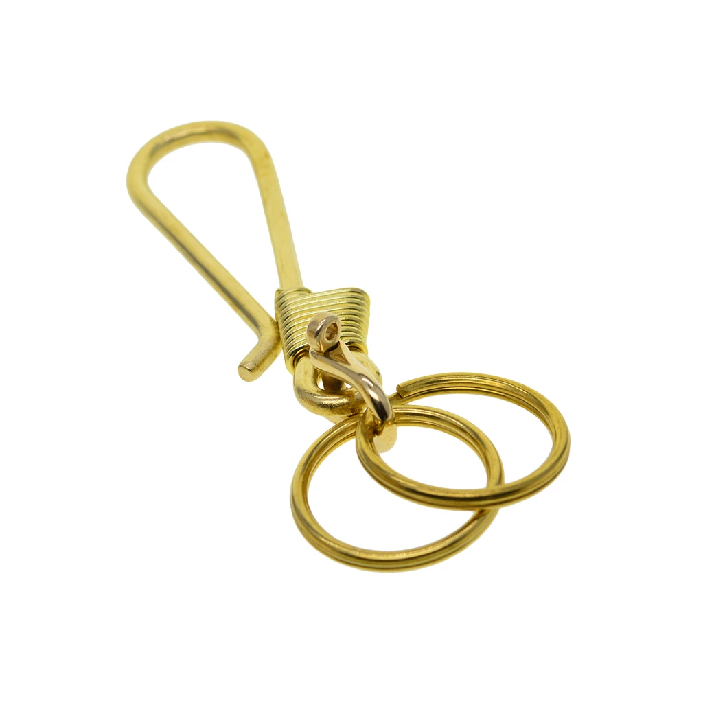 Heavy Duty Fish Hook Keychain Brass Clip-on Loop Key Chain Clasp with Ring Heavy Duty Fish Hook Keychain Brass Clip-on Loop Key Chain Clasp with Ring