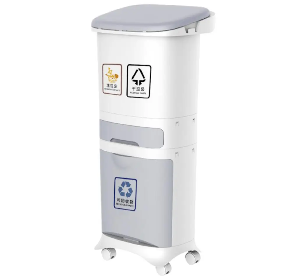 3 Layer Classification Trash Can Kitchen Plastic Dustbin Wet and Dry Push Button Recycle Stacked Sorting Rubbish Bin With Wheel
3 Layer Classification Trash Can Kitchen Plastic Dustbin Wet and Dry Push Button Recycle Stacked Sorting Rubbish Bin With Wheel