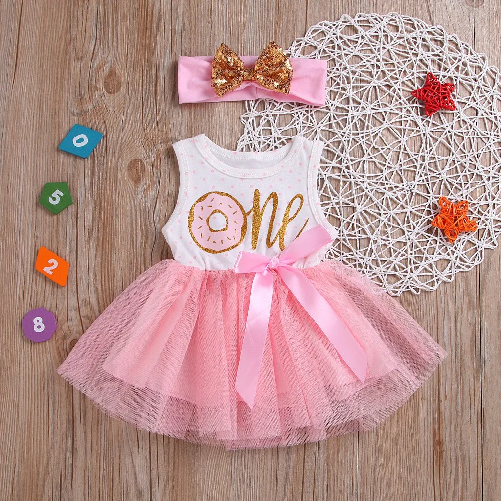 

2020 Summer Dress Baby Girl Toddler Baby Girls Letter Ribbons Bow TUTU Skirt Dress Hairband Sister Outfits vestido bebe