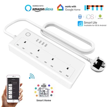 Smart Wifi Plug Power Strip Surge Protector Sockets 4 USB Port Outlet APP Voice Remote Control For Amazon Alexa Google Home
Smart Wifi Plug Power Strip Surge Protector Sockets 4 USB Port Outlet APP Voice Remote Control For Amazon Alexa Google Home