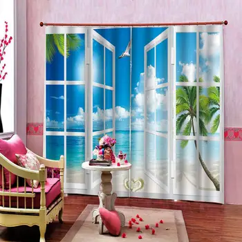 Custom Outside the window Seaside Scenery Coconut tree Curtain For Living room Bedroom Geometric love Blackout Window Drapes Set
Custom Outside the window Seaside Scenery Coconut tree Curtain For Living room Bedroom Geometric love Blackout Window Drapes Set