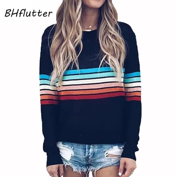 BHflutter Women Sweater Plus Size 2019 Striped Print Long Sleeve Knitted Pullovers Jumper Casual Winter Sweaters swetry damskie 
BHflutter Women Sweater Plus Size 2019 Striped Print Long Sleeve Knitted Pullovers Jumper Casual Winter Sweaters swetry damskie