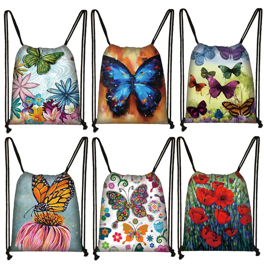 Красивый Цветочный рюкзак с бабочками женские сумки для хранения путешествий на