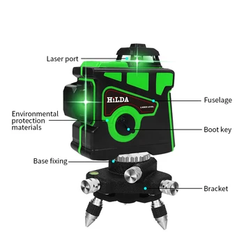 Laser Level 12 Lines 3D Level Self-Leveling 360 Horizontal And Vertical Cross Super Powerful Green Laser Level
Laser Level 12 Lines 3D Level Self-Leveling 360 Horizontal And Vertical Cross Super Powerful Green Laser Level