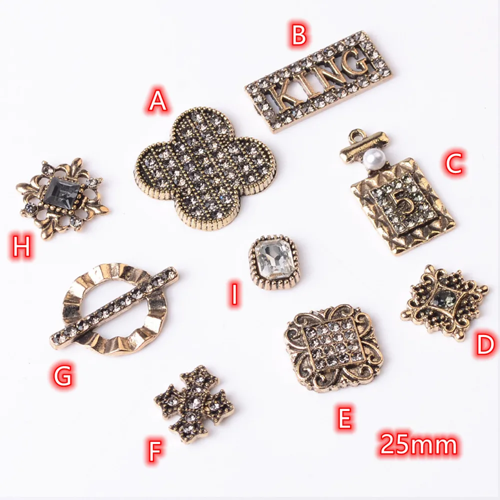 

Clover Luxury Clothes Decoration Buttons Embellishments for Clothing 10pc Fashion Buttons with Rhinestones Golden Blouse Buttons