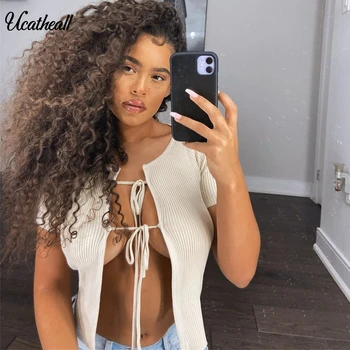 Women Knotted Tie Front Short Shrug Long Sleeve Crop Top Knit Sweater Cardigan Spring Mujer Soft Ribbed Mini Tops
Women Knotted Tie Front Short Shrug Long Sleeve Crop Top Knit Sweater Cardigan Spring Mujer Soft Ribbed Mini Tops