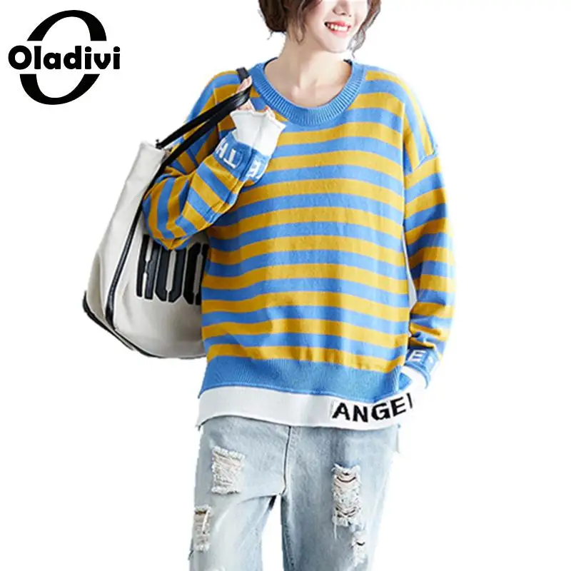 Oladivi Plus Size Women Fashion Striped Knit Wear Autumn Winter Ladies Casual Loose Knitted Sweater Female Pullover Top 2 Colors
Oladivi Plus Size Women Fashion Striped Knit Wear Autumn Winter Ladies Casual Loose Knitted Sweater Female Pullover Top 2 Colors