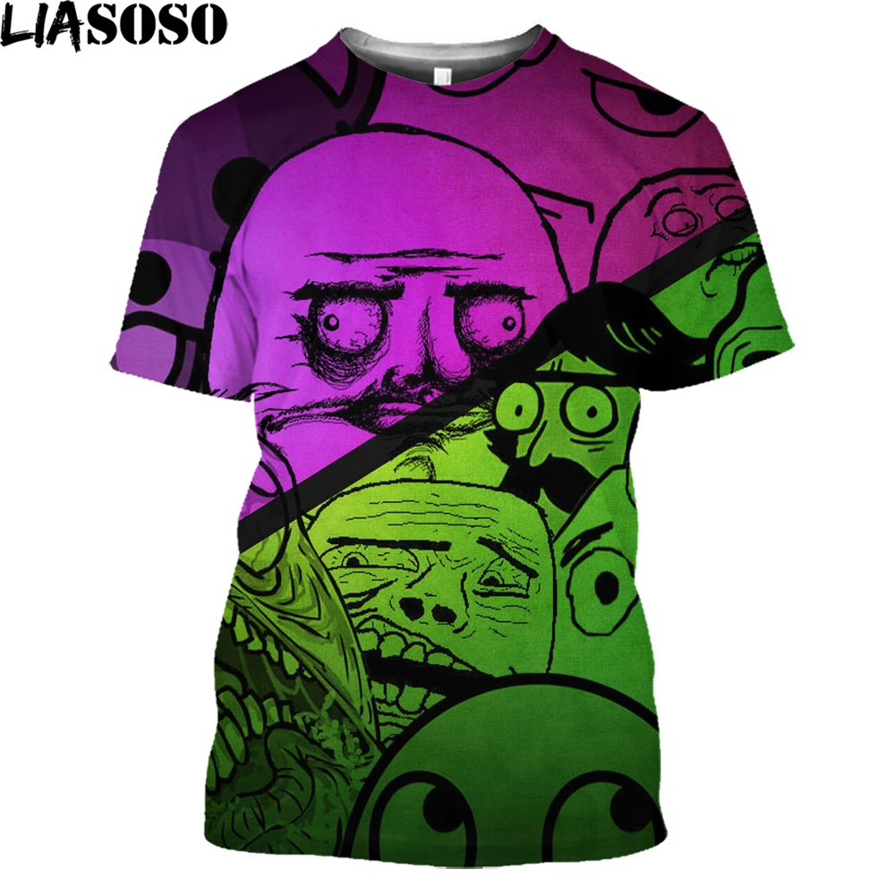 

Забавная Мужская футболка liaseo с 3D принтом, летняя повседневная модная свободная футболка большого размера, мужская и женская одежда, уличная красочная футболка в стиле хип-хоп