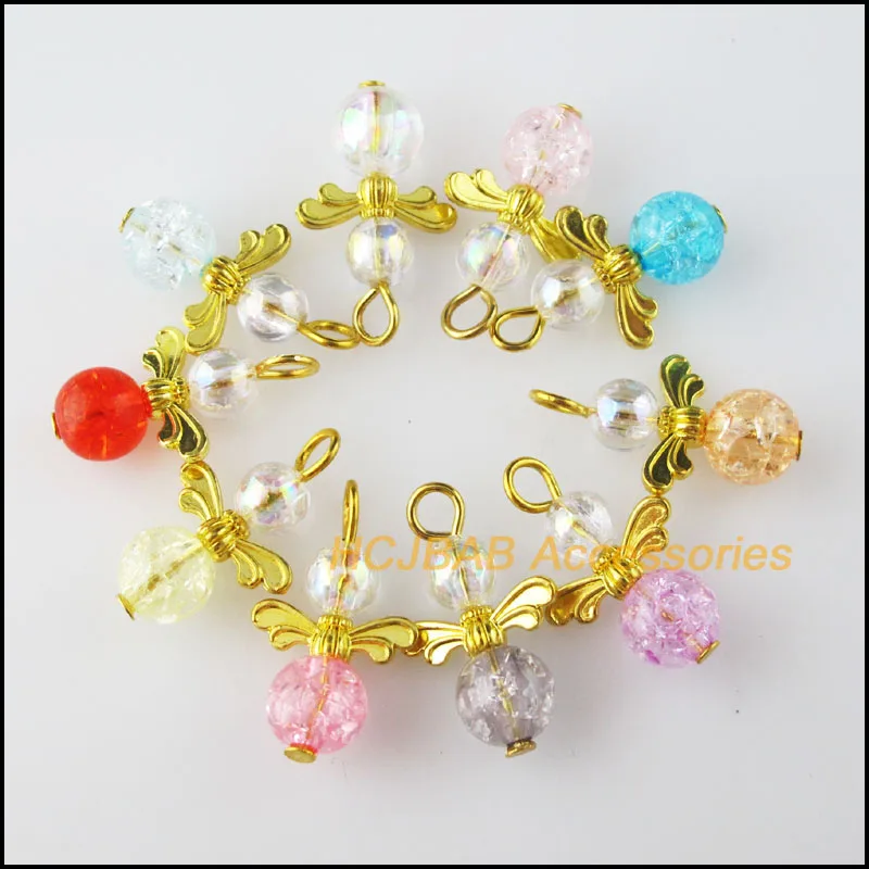 20 New Angel Charms Gold Color Mixed Shivering Acrylic Ball Pendants 13.5x22mm
20 New Angel Charms Gold Color Mixed Shivering Acrylic Ball Pendants 13.5x22mm