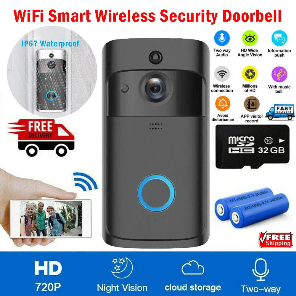 Wireless Smart Doorbell Camera WiFi Remote Video Home Security Door Bell for Phone
Wireless Smart Doorbell Camera WiFi Remote Video Home Security Door Bell for Phone
