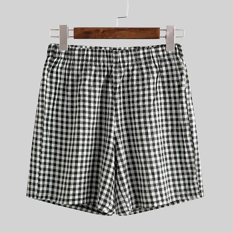 Summer Mens Pajamas Sets Plaid Lapel Cotton Button Short Sleeve Sleepwear Tops Shorts Soft Unisex Pyjamas Suit Homewear INCERUN Summer Mens Pajamas Sets Plaid Lapel Cotton Button Short Sleeve Sleepwear Tops Shorts Soft Unisex Pyjamas Suit Homewear INCERUN