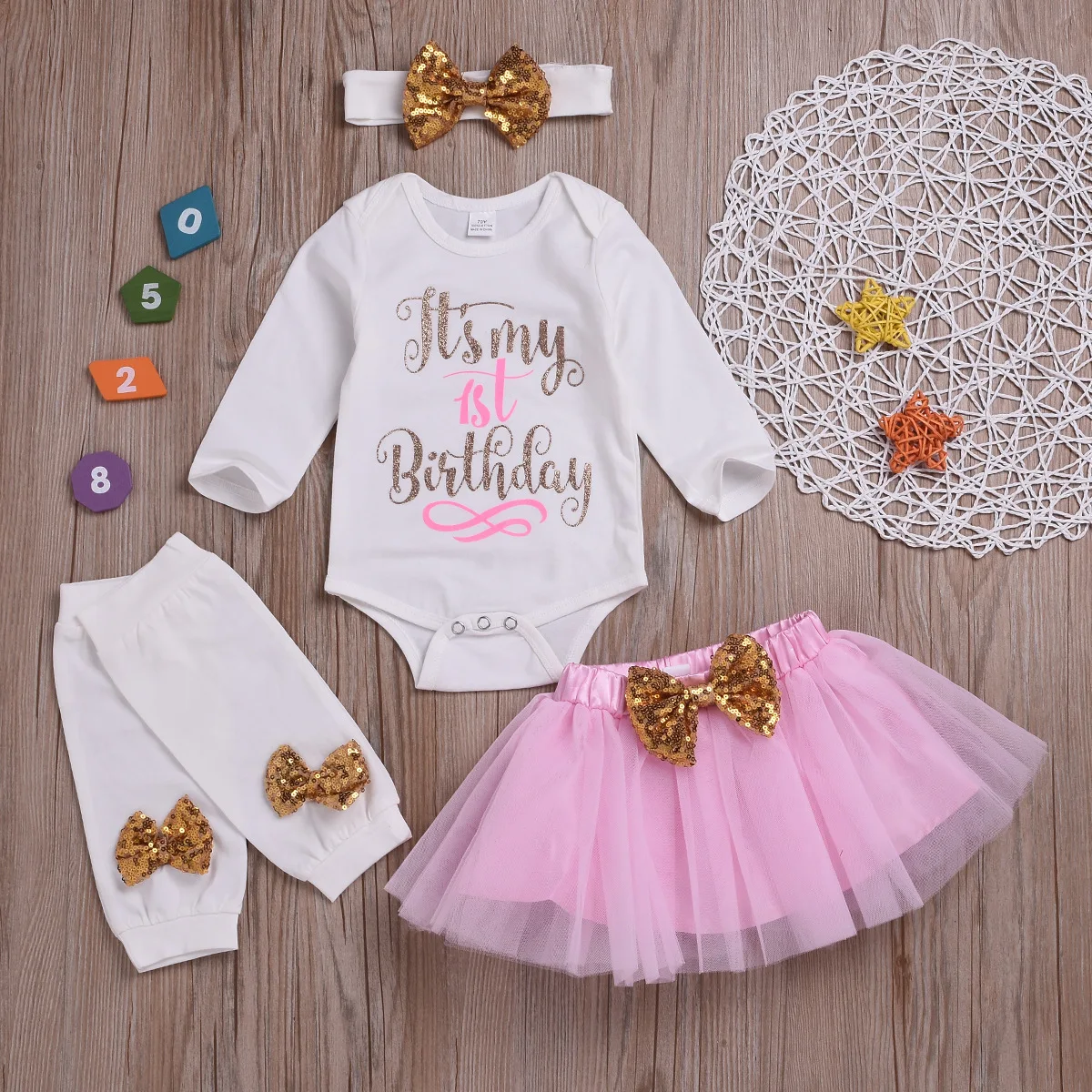 Girls 1st Birthday Princess Sets Baby 4pcs Sets Baby Romper Tutu Skirt Sets One Year Old Infant Clothing Toddler Girl Wear 
Girls 1st Birthday Princess Sets Baby 4pcs Sets Baby Romper Tutu Skirt Sets One Year Old Infant Clothing Toddler Girl Wear