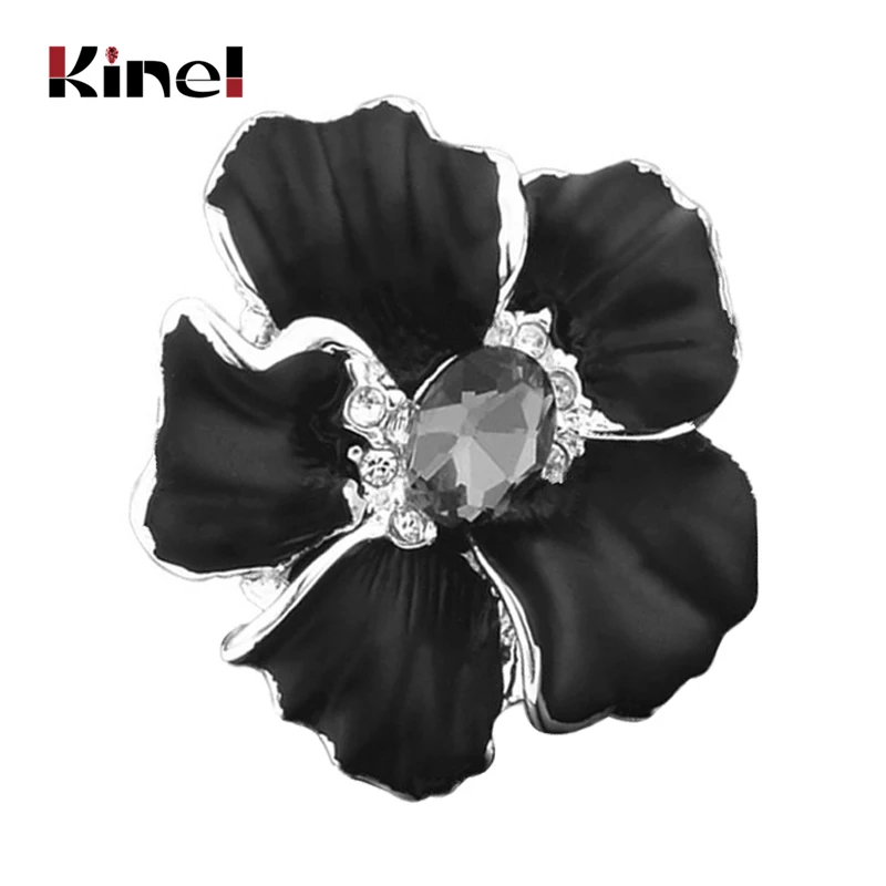 Kinel Fashion Black Enamel Big Ring Vintage Jewelry Antique Silver Boho Beach Party Crystal Flower Ring For Women 
Kinel Fashion Black Enamel Big Ring Vintage Jewelry Antique Silver Boho Beach Party Crystal Flower Ring For Women