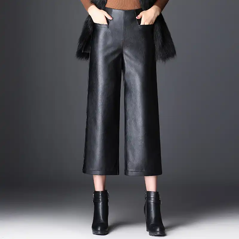 faux leather palazzo pants
