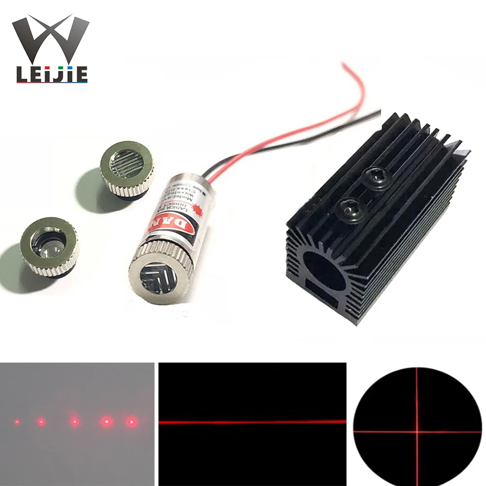 

Focusable DOT/Line/Cross 650nm 5mW 12*35mm 3V-5V Red Laser Module 12mm LED Module + 1pcs 22mm * 45mm Aluminum Radiator Heat Sink