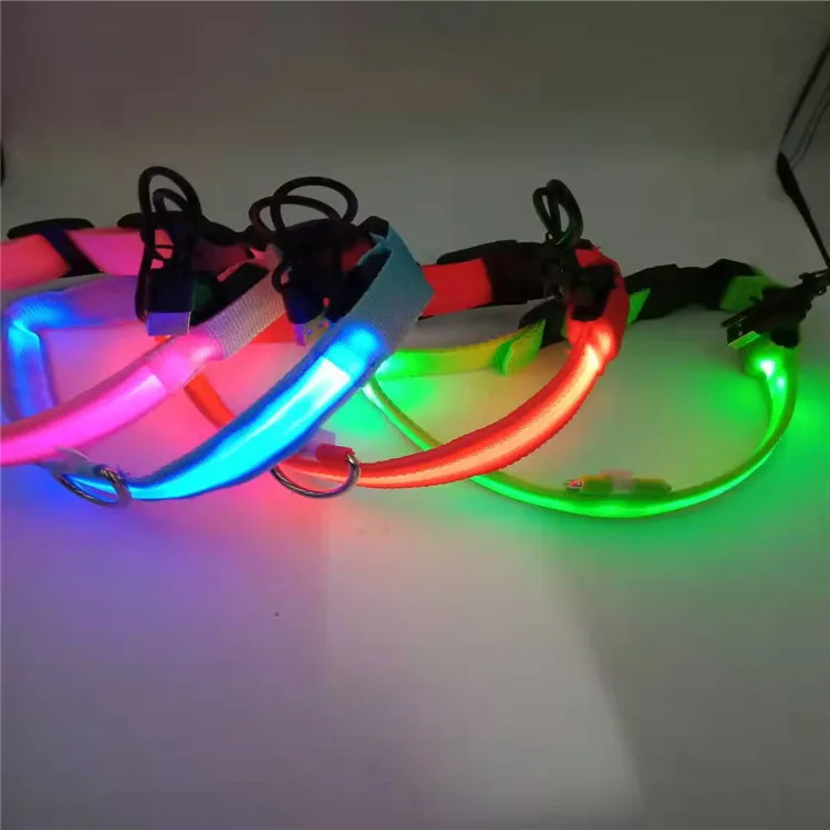 

Nylon Led Pet Dog Luminous Collar For Dogs Night Safety Flashing Glow In Dark Dog Cat Leash Adjustable Pet Supplies Accessories