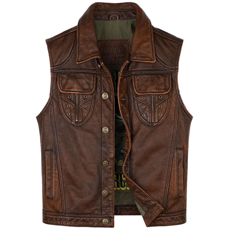 Club Motorcycle Biker Vest Vintage Punk Style Mens Genuine Leather Sleeveless Jackets Cowhide Waistcoat Dark Brown M-5XL
Club Motorcycle Biker Vest Vintage Punk Style Mens Genuine Leather Sleeveless Jackets Cowhide Waistcoat Dark Brown M-5XL