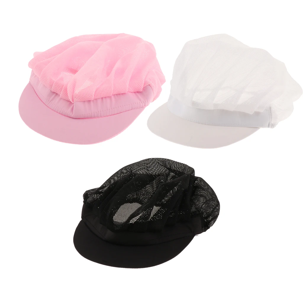 3Pcs Mesh Cook Adjustable Men Women Kitchen Baker Chef Elastic Cap Hat Catering 3Pcs Mesh Cook Adjustable Men Women Kitchen Baker Chef Elastic Cap Hat Catering