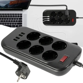 6 Outlet Surge Universal Electrical Socket EU Plug Smart Extension Power Strip Home Office Surge Protector USB Charger Adapter
6 Outlet Surge Universal Electrical Socket EU Plug Smart Extension Power Strip Home Office Surge Protector USB Charger Adapter
