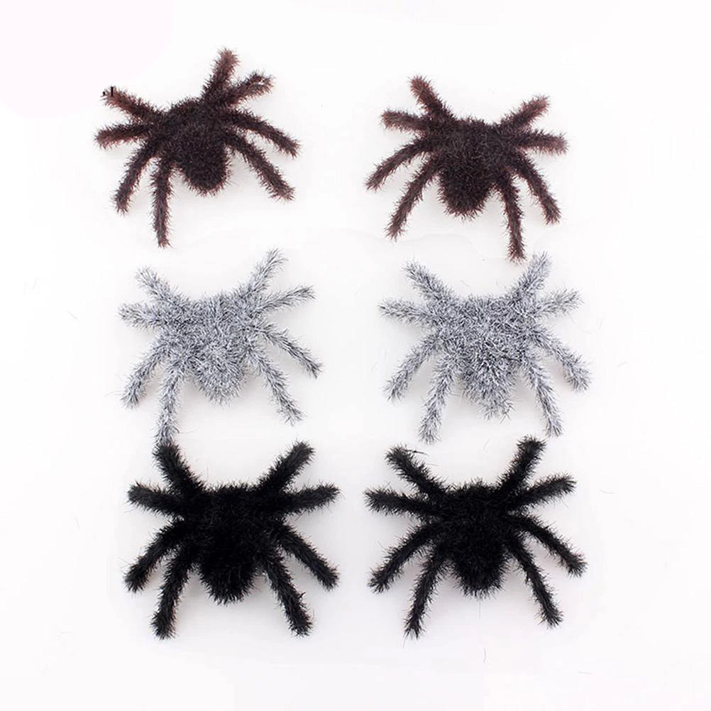 

6Pcs Halloween Spider Decoration Scary Yard Outdoor Decor Artificial Hairy Spider Props Haunted House Supplies for Decorations