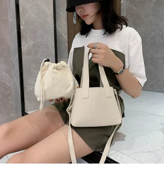 Solid Color Bucket Bag Set Elegant Adjustable Strap Handbag Shoulder Pack and Pouch with Drawstring for Ladies Daily Use
Solid Color Bucket Bag Set Elegant Adjustable Strap Handbag Shoulder Pack and Pouch with Drawstring for Ladies Daily Use