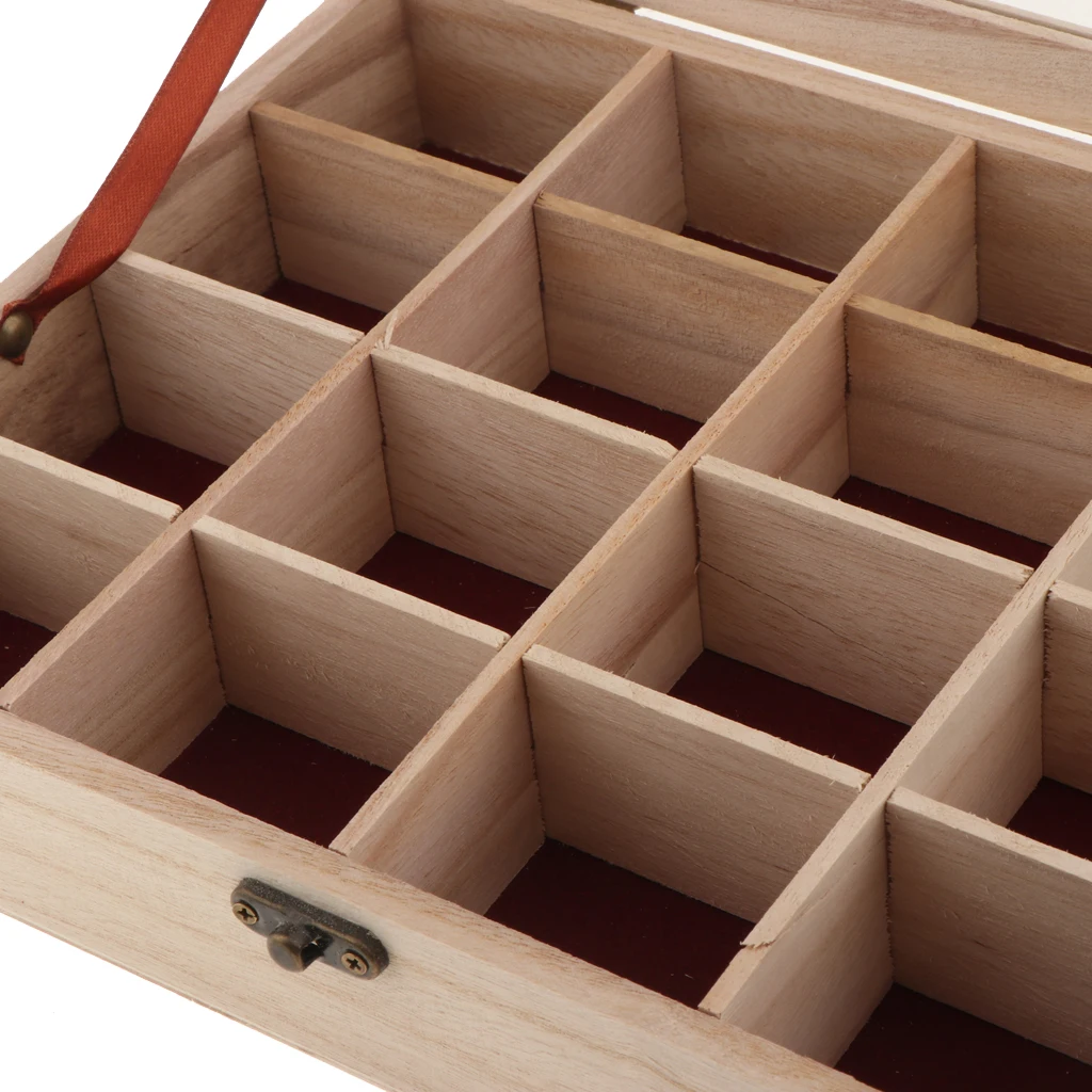 Unpainted Wooden Case Storage Box Jewelry Trinkets Organizer DIY Handmade 16 Compartment Unpainted Wooden Case Storage Box Jewelry Trinkets Organizer DIY Handmade 16 Compartment