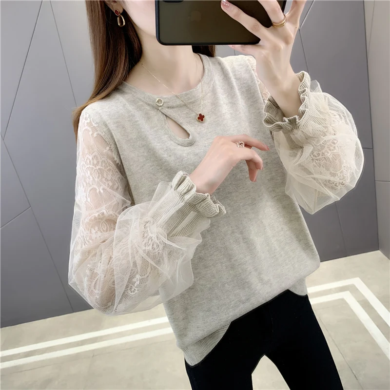 Room 197582 on the 2 row 6 】 make stitching bud silk gauze round collar of spring sleeve knit 48
Room 197582 on the 2 row 6 】 make stitching bud silk gauze round collar of spring sleeve knit 48