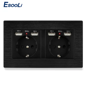 Esooli Black Aluminum Panel EU Standard Wall Socket With 4 USB Charge Port For Mobile Hidden Soft LED Indicator
Esooli Black Aluminum Panel EU Standard Wall Socket With 4 USB Charge Port For Mobile Hidden Soft LED Indicator