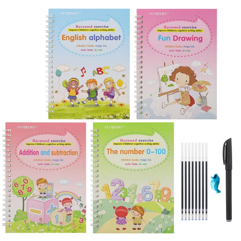 4 Books Learning English Painting Practice Book Reusable Book Baby Copybook For Calligraphy Writing Kids English Lettering Toy
4 Books Learning English Painting Practice Book Reusable Book Baby Copybook For Calligraphy Writing Kids English Lettering Toy