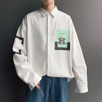 Men Streetwear Funny Cat Print Shirt 2020 Mens Graphic Harajuku White Shirts Long Sleeve Shirts Oversized Korean Shirts
Men Streetwear Funny Cat Print Shirt 2020 Mens Graphic Harajuku White Shirts Long Sleeve Shirts Oversized Korean Shirts