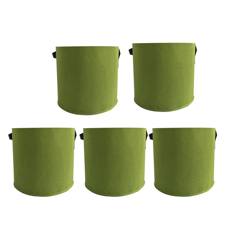 5 Pack Felt Plant Growing Bag for Vegetables Tree Planting Bag Durable Green Nursery Seedling Bag Nutrition Grow Flower Pot 
5 Pack Felt Plant Growing Bag for Vegetables Tree Planting Bag Durable Green Nursery Seedling Bag Nutrition Grow Flower Pot