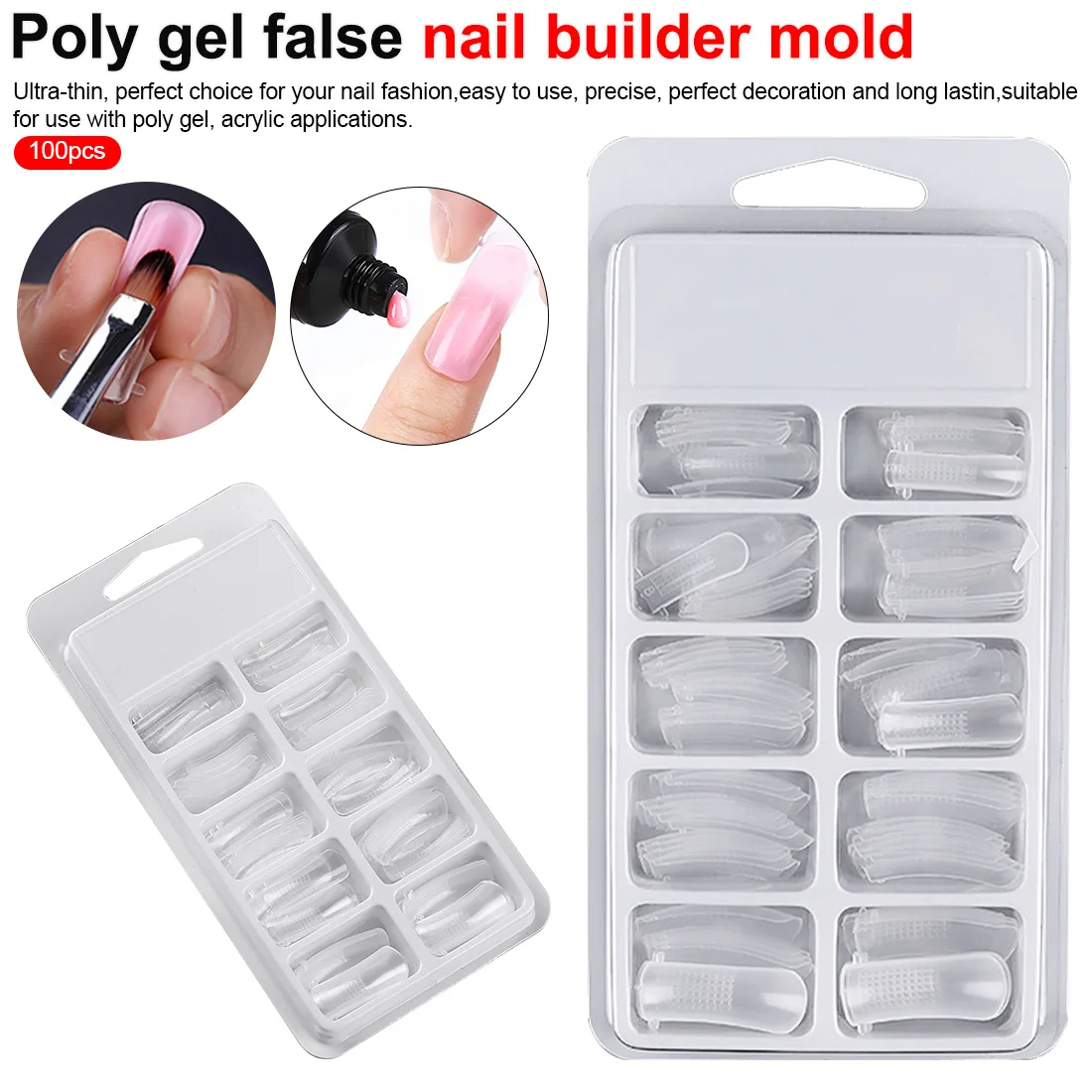 Transparent Fake Nails Extension 100pc/Set Jelly Poly Gel False Nail Tips Model Form For Full Cover UV GEL Acrylic Nail Art Mold
Transparent Fake Nails Extension 100pc/Set Jelly Poly Gel False Nail Tips Model Form For Full Cover UV GEL Acrylic Nail Art Mold