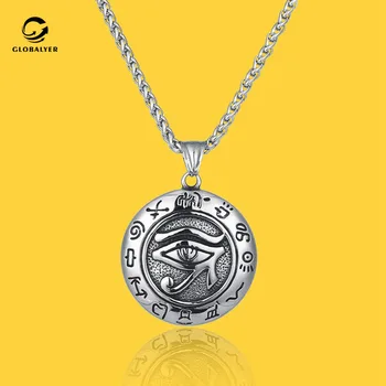 Retro eye of Horus pendant Personality constellation necklace Creative punk male eye of titanium steel pendant Free shipping
Retro eye of Horus pendant Personality constellation necklace Creative punk male eye of titanium steel pendant Free shipping