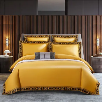 1000TC Egyptian Cotton Bedding set HD Printing Border Golded Duvet Cover set Pillowcase Flat Bed Sheet Hotel Luxury Bedding
1000TC Egyptian Cotton Bedding set HD Printing Border Golded Duvet Cover set Pillowcase Flat Bed Sheet Hotel Luxury Bedding