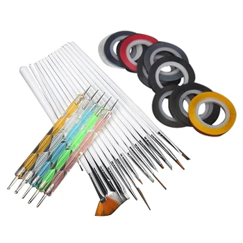 Nail Art Design Set 5 Dotting Painting Drawing 15 Polish Brush 32 Striping Tape
Nail Art Design Set 5 Dotting Painting Drawing 15 Polish Brush 32 Striping Tape