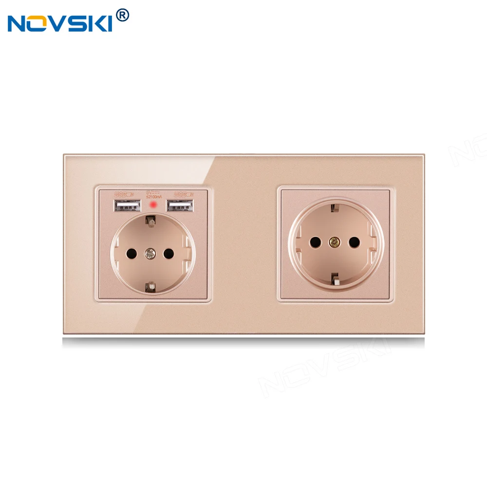 172*86mm DIY Double Frame Switch Socket, Golden Schuko Outlet 2 Frame, 2.1A Dual USB Charging Port, German Bayer Base Switch
172*86mm DIY Double Frame Switch Socket, Golden Schuko Outlet 2 Frame, 2.1A Dual USB Charging Port, German Bayer Base Switch