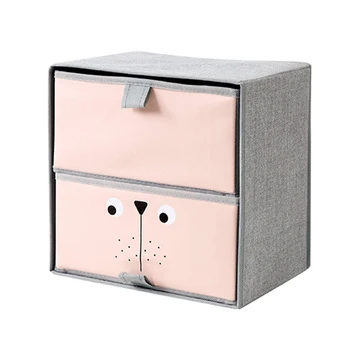 

2 Grid Retractable Drawer Box Fabric Clothes Drawer Artifact with Lid Clothing Underwear Drawer Box Non-Woven Folding(Pink)