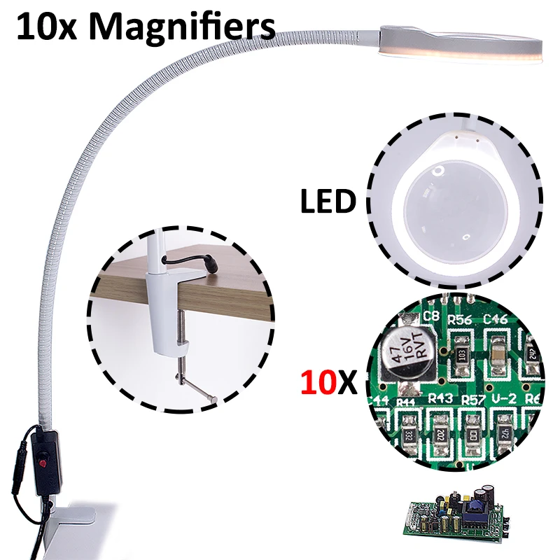 3X 5X 8X 10X Magnifying Glass Watchmaker Flexible Desk Large Glasses Magnifier with Illumination for Reading Rework Soldering
3X 5X 8X 10X Magnifying Glass Watchmaker Flexible Desk Large Glasses Magnifier with Illumination for Reading Rework Soldering