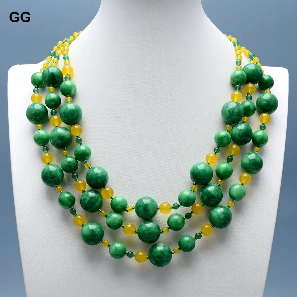 GuaiGuai Jewelry Yellow Green Jades Necklace Multi strands Round Jade Chokers Necklace 21'' For Women
GuaiGuai Jewelry Yellow Green Jades Necklace Multi strands Round Jade Chokers Necklace 21'' For Women
