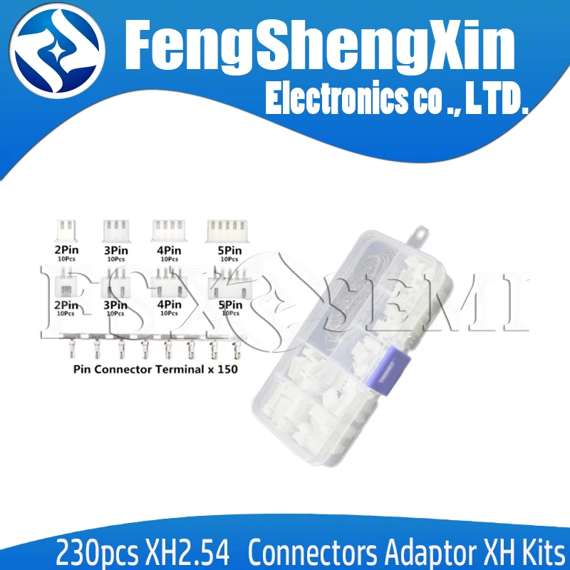 230pcs New XH2.54 2p 3p 4p 5pin 2.54mm Pitch Terminal Kit / Housing / Pin Header JST Connector Wire Connectors Adaptor XH Kits
230pcs New XH2.54 2p 3p 4p 5pin 2.54mm Pitch Terminal Kit / Housing / Pin Header JST Connector Wire Connectors Adaptor XH Kits