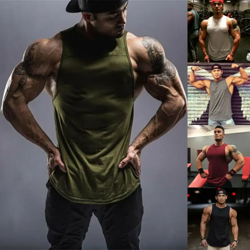 Men Muscle Sleeveless Tank Top Gym T Shirt Sport Fitness Vest Workout GYM Tee | Спорт и развлечения